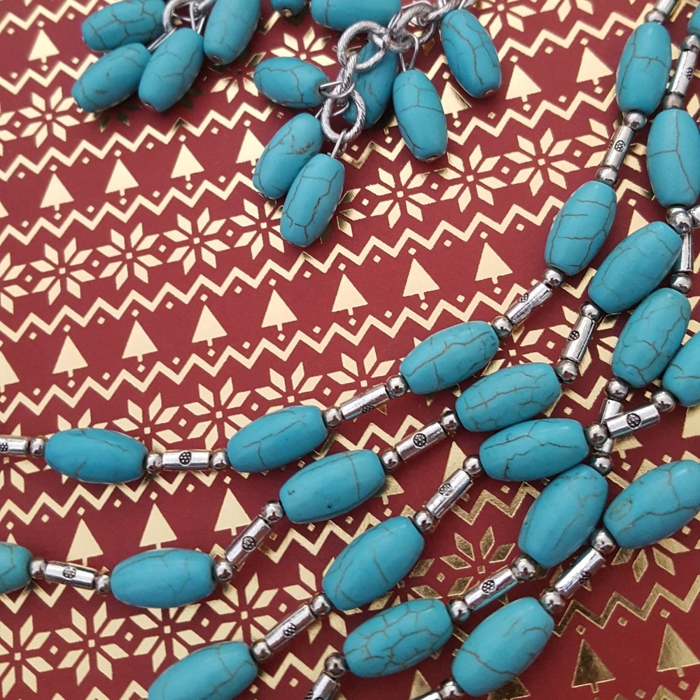 Blue Howlite Earrings and Necklace - Picture 2 of 6